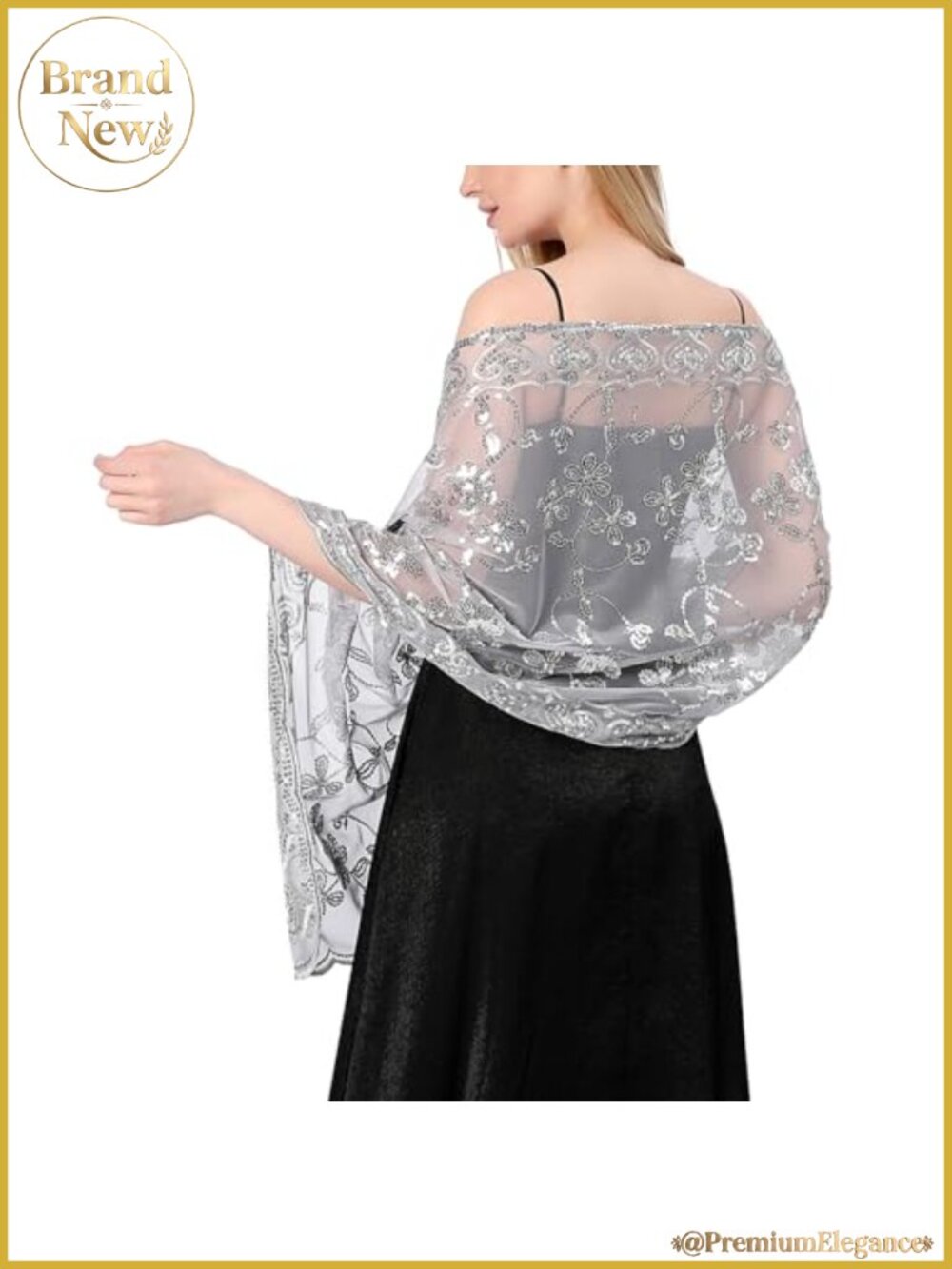 Sequin Sparkly Shawl Wrap 74.8" Evening Dress Wedding Bridal Cape